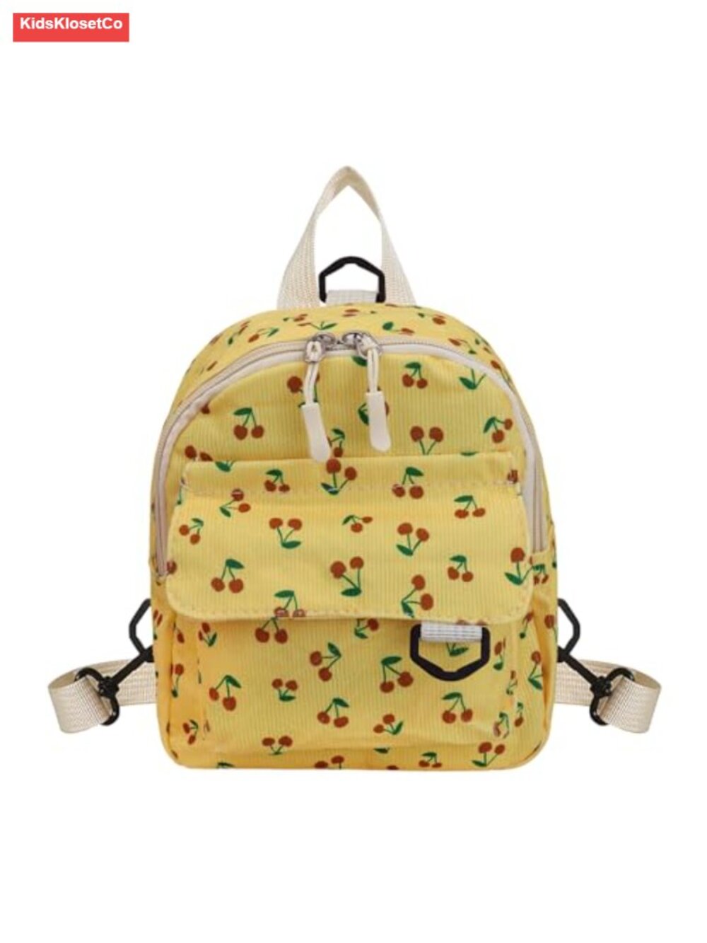 Corduroy Mini Backpack with Cherry Prints for Women Girls